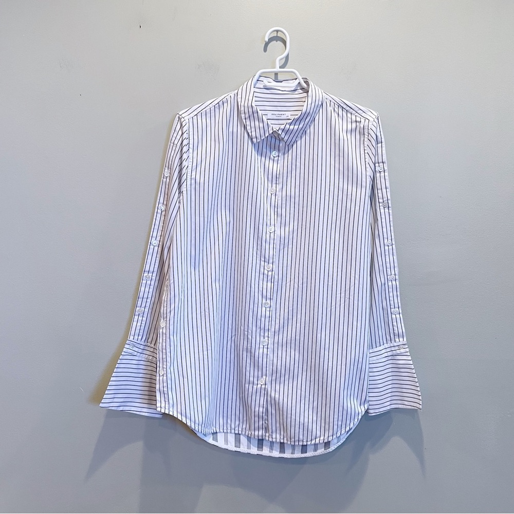 Equipment White and Blue Striped Button Down Shirt